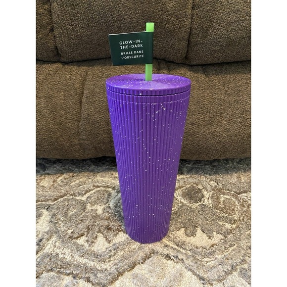 NEW Starbucks Halloween Glow In The Dark Splatter Purple/Green 24oz Tumbler - Picture 2 of 5